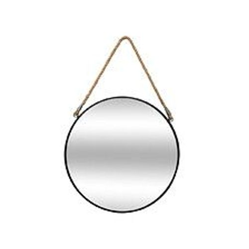 Miroir mural en Métal Noir  avec corde D 37 cm