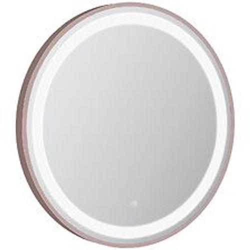 Miroir salle de bain lumineux LED 48 W - dim. Ø 60 x 4H cm - interrupteur tactile, luminosité réglable - alu. coloris or rose