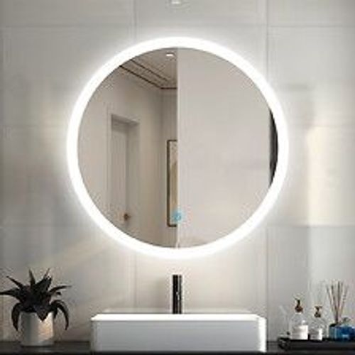 Aica Miroir De Salle De Bain Rond Led Touchable Et Anti-Buée Suspendu Vertical 60x60cm