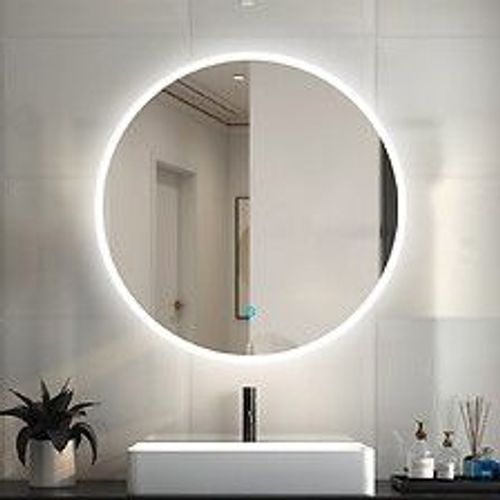Aica Miroir Rond Led Tactile Anti-Buée Salle De Bain Suspendu Vertical 70x70cm
