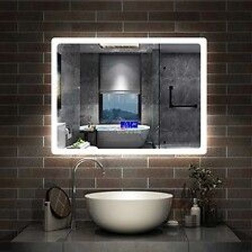 Aica Led Miroir De Salle De Bain Anti-Buée Tricolore Avec Interrupteur Bluetooth Horizontal Et Vertical 16080cm