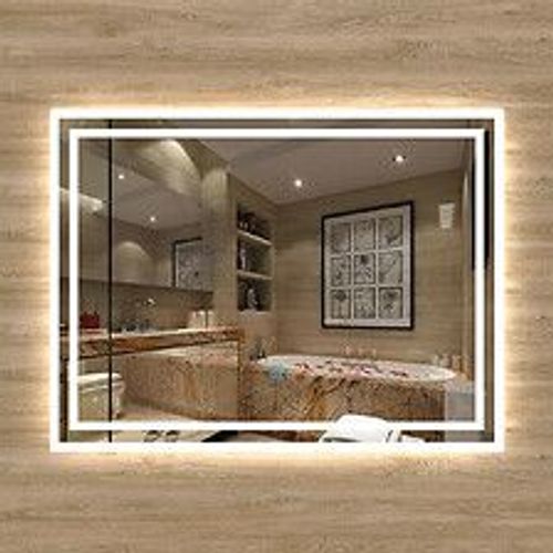 Aica Sanitaire Miroir Simple De Salle De Bain Lumineux Led Avec Anti-Buée Et Interrupteur Tactile Intégré 90x70cm