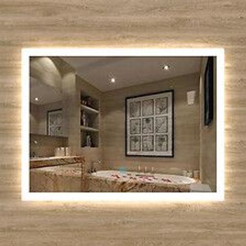 Aica Sanitaire Miroir De Salle De Bain Lumineux Led Avec Anti-Buée Et Interrupteur Tactile Intégré 90x70cm