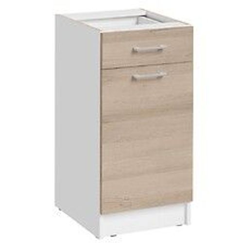 Meuble Bas De Cuisine Eco Chene Naturel 1 Porte 1 Tiroir L 40 Cm