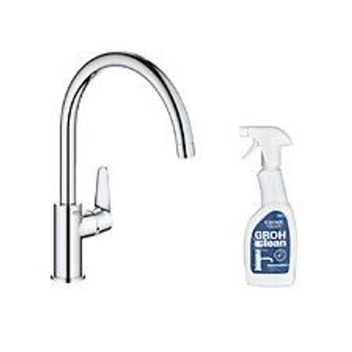 Mitigeur cuisine Start Curve Bec haut Chromé + nettoyant robinetterie GrohClean
