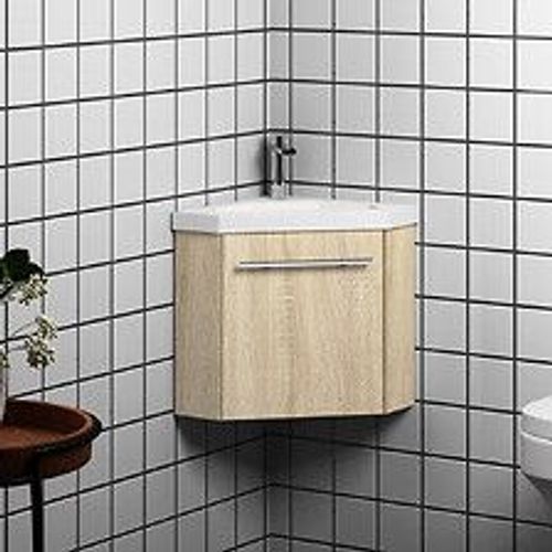 Aica Sanitaire Ensemble Meuble Bois Clair Et Vasque 60cm Meubles De Salle De Bain Meuble Sur Pieds 1 Porte