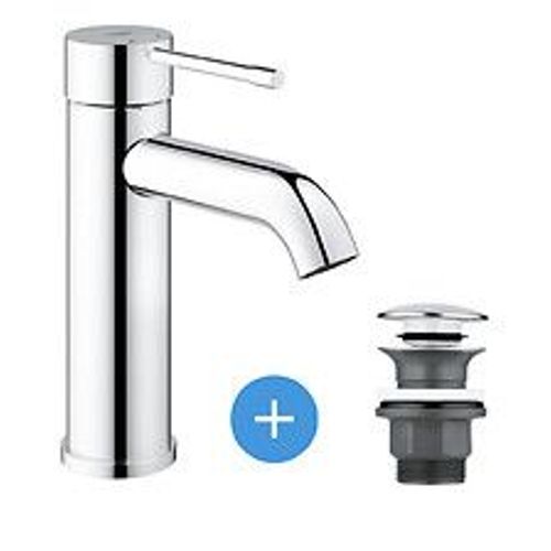 Grohe Essence - set mitigeur de lavabo taille S + Bonde clic clac Grohe pour lavabo avec trop-plein (23590001-CLICCLAC)