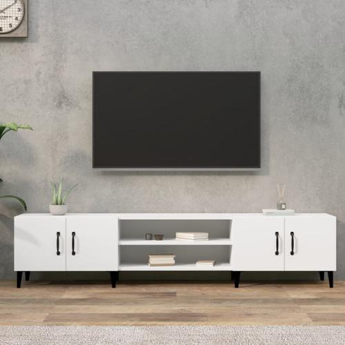 Vidaxl Meuble Tv Blanc 180x31,5x40 Cm Bois D'ingénierie