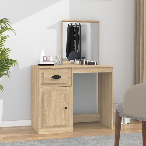 Vidaxl Coiffeuse Avec Miroir Chêne Sonoma 90x50x132,5 Cm