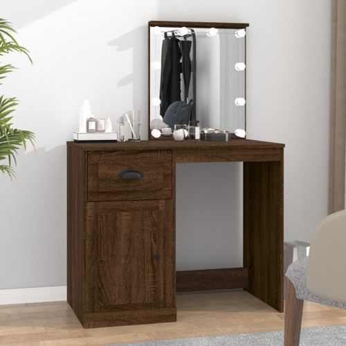 Vidaxl Coiffeuse Avec Led Chêne Marron 90x50x132,5cm Bois D'ingénierie