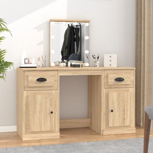 Vidaxl Coiffeuse Avec Led Chêne Sonoma 130x50x132,5 Cm