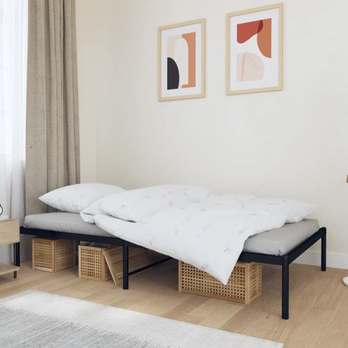 Vidaxl Cadre De Lit Métal Sans Matelas Noir 100x190 Cm