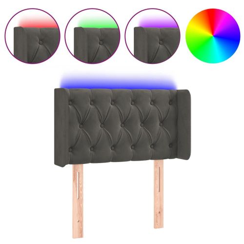 Vidaxl Tête De Lit À Led Gris Foncé 83x16x78/88 Cm Velours