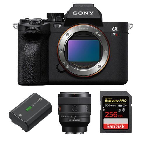Sony A7R V Appareil photo + FE 50mm f1.4 GM + batterie NP-FZ100 + SanDisk 256 Go Extreme Pro SDXC UHS-II U3 V90 300 Mo/s