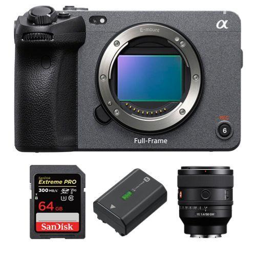 Sony FX3 Caméra de cinéma plein format + FE 50mm f1.4 GM + batterie NP-FZ100 + SanDisk 64 Go Extreme Pro SDXC UHS-II U3 V90 300 Mo/s
