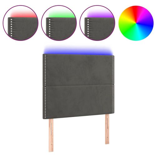 Vidaxl Tête De Lit À Led Gris Foncé 90x5x118/128 Cm Velours