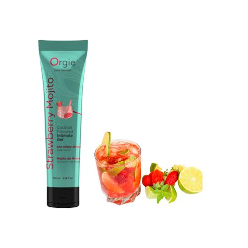 Lubrifiant Aromatisé Cocktail Mojito Fraise Orgie- Gel Intime À Base D'eau-100ml