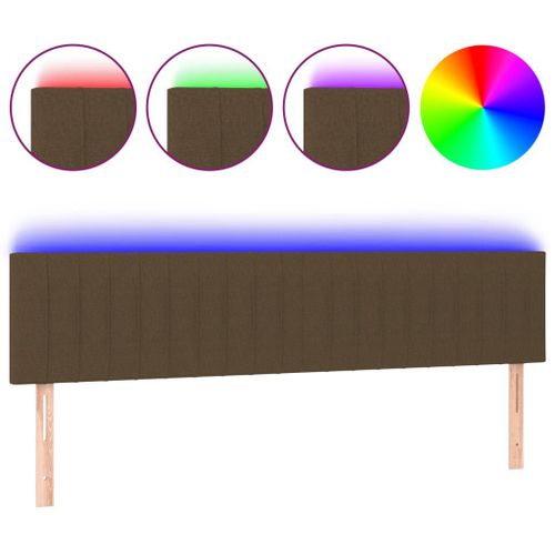 Vidaxl Tête De Lit À Led Marron Foncé 180x5x78/88 Cm Tissu