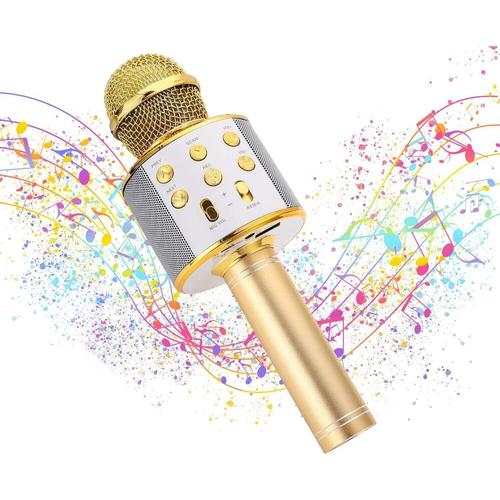 Microphone GENERIQUE Microphone Karaoke Sans Fil, Karaoké Microphone  Bluetooth Portable pour Enfants/Adultes Chanter Or