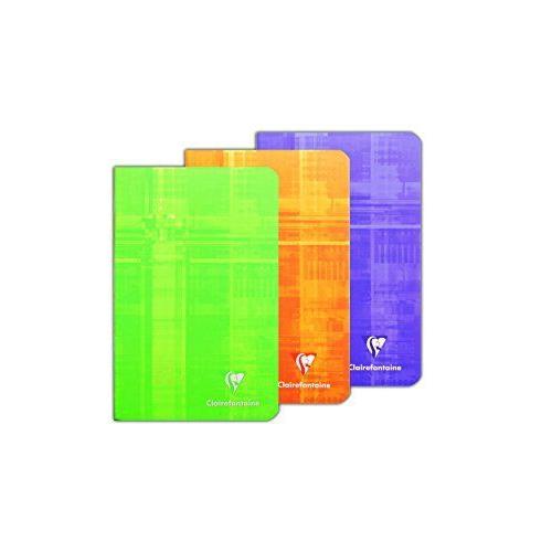 Clairefontaine Metric Lot De 3 Cahier Petits Carreaux Sans Spirales/Carnet De Poche 11x17cm Coloris Assortis