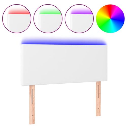 Vidaxl Tête De Lit À Led Blanc 100x5x78/88 Cm Similicuir