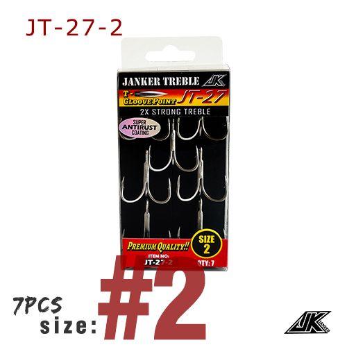 Jt-27-2-7pcs - Jk Jt 27 Triple Pêche Gris 2x Treble Hooks 1 Boîte Fish Tees T Glogrupoint Round Bend Super Antirouille Hameçons Mer Tackle