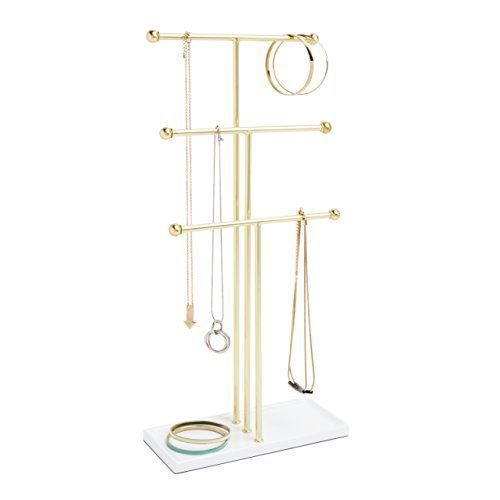 Umbra 299330-524 Trigem Arbre À Bijoux Métal Blanc/Laiton 48 X 22,70 X 10 Cm