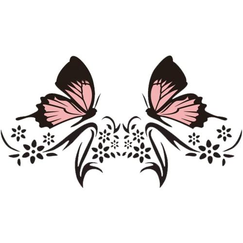 Autocollants de Fleurs de Papillon de Voiture, 2PCS Autocollants de Voiture  Étanche Phare Scratch Decal Accessoires de Voiture pour Ordinateurs  Planches à roulettes Valises Murs,Noir Rose