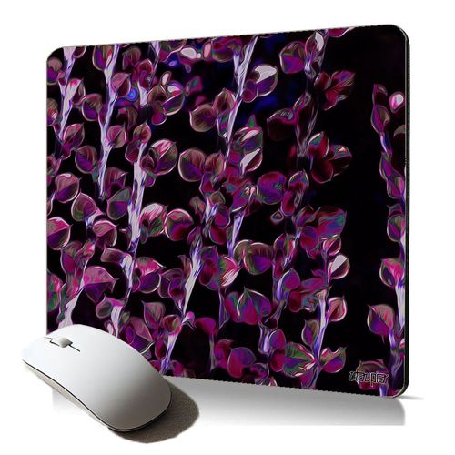 tapis de souris souple motif feuilles nature plantes violet original mouse pad floral accessoire clavier design