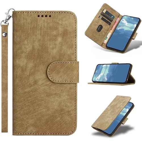 Coque Pour Xiaomi Redmi Note 8 Pro,Protection Housse En Cuir Premium Pochette Rabat Portefeuille Clapet Magnétique Flip Étui Avec Béquille Et Fentes De Cartes,Antichoc Case-Jaune