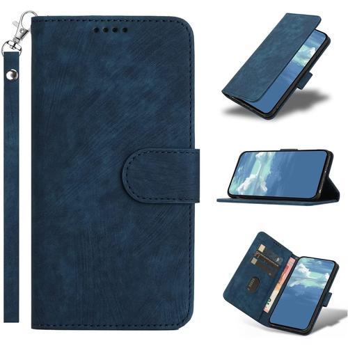 Coque Pour Xiaomi Redmi Note 9s/9 Pro,Protection Housse En Cuir Premium Pochette Rabat Portefeuille Clapet Magnétique Flip Étui Avec Béquille Et Fentes De Cartes,Antichoc Case-Bleu