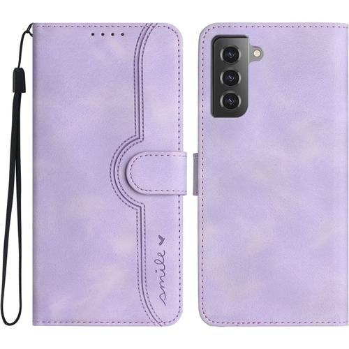 Rosbtib Coque Pour Samsung Galaxy S21 5g Premium Pu Portefeuille Étui En Cuir Housse De Protection Antichoc Flip Case Galaxy S21 - Violet