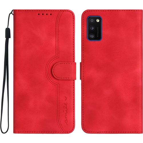 Rosbtib Coque Pour Samsung Galaxy A41 Premium Pu Portefeuille Étui En Cuir Housse De Protection Antichoc Flip Case Galaxy A41 - Rouge