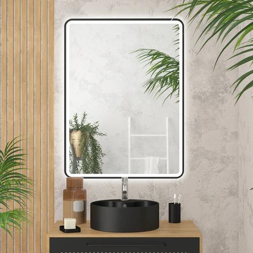 Miroir LED salle de bain et contour noir - 100x70cm - GO BLACK LED