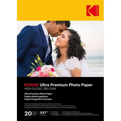 Kodak - 20 feuilles de papier photo 280g/m², brillant, Format 13x18 cm, Impression Jet d'encre - 9891096--