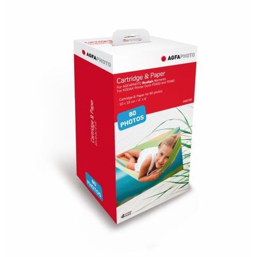 AGFA PHOTO - Cartouche et papiers photos format 10 x 15 cm - AMOC - Compatible AGFA PHOTO Realipix Moments et KODAK PD450, PD480 et PD450WIFI--80 photos