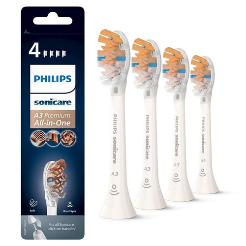 Tête de brosse à dents Philips Sonicare HX9094/10 A3 - Pack de 4 brossettes dentaires - Blanc