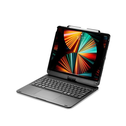 Urban Factory LUMEE - Clavier et étui (étui de protection) - avec pavé tactile - backlit - sans fil - Bluetooth 5.1 - AZERTY - noir clavier, noir étui - pour Apple 12.9-inch iPad Pro (3ème...