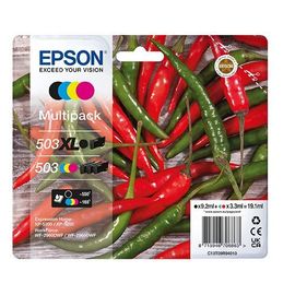 Epson 503XL Multipack - Pack de 4 - XL - noir, jaune, cyan, magenta - original - emballage coque avec alarme radioélectrique/ acoustique - cartouche d'encre - pour Expression Home XP-5200...