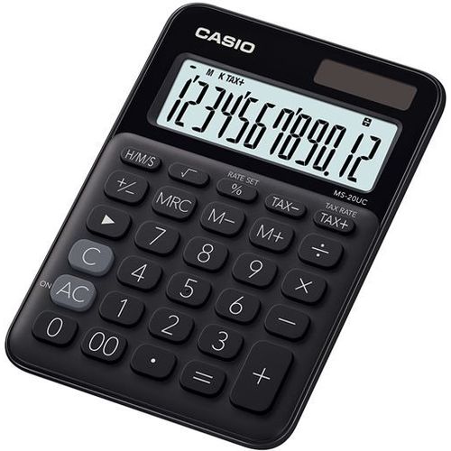 Casio MS-20UC - Calculatrice de bureau - 12 chiffres - panneau solaire, pile - noir