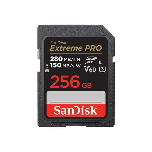 SanDisk Extreme Pro - Carte mémoire flash - 256 Go - Video Class V60 / UHS-II U3 / Class10 - SDXC UHS-II
