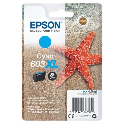 Epson 603XL - 4 ml - XL - cyan - original - emballage coque avec alarme radioélectrique/ acoustique - cartouche d'encre - pour Expression Home XP-2150, 2155, 3150, 3155, 4150, 4155; WorkForce...