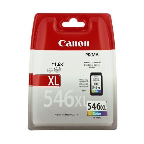 Canon CL-546XL - 13 ml - à rendement élevé - couleur (cyan, magenta, jaune) - originale - coque avec sécurité - cartouche d'encre - pour Pixma iP2850, MG2450, MG2550, MG2555, MG2950, MG3050...