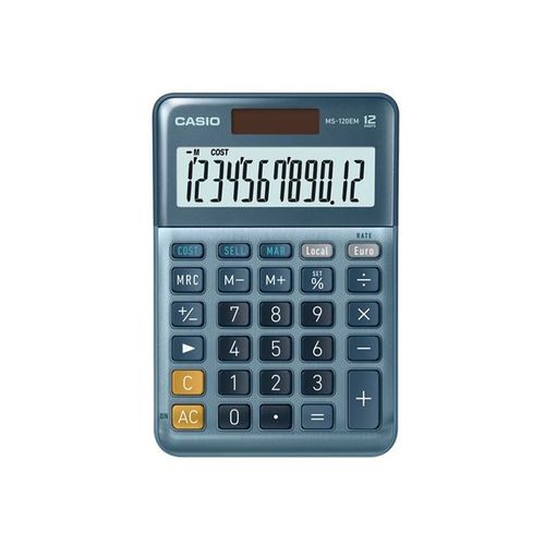 Casio Ms-120em - Calculatrice De Bureau - 12 Chiffres - Panneau Solaire, Pile