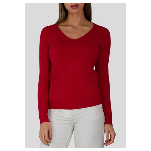 Pull Col V Rouge Femme