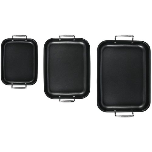 Set De 3 Plats À Four Arthur Martin Am1853 25-30-35 Cm - Acier Inoxydable - Revêtement Anti Adhérent - Passe Au Lave-Vaisselle