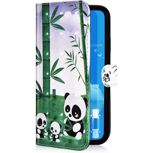 Samsung Galaxy J3 2016 Coque Étui À Rabat En Cuir Pu,3d Effet Motif Coloré Fleur Pochette Portefeuille Housse Luxe De Glitter Folio Flip Case Stand Coque Samsung Galaxy J3 2016,Panda Bambou