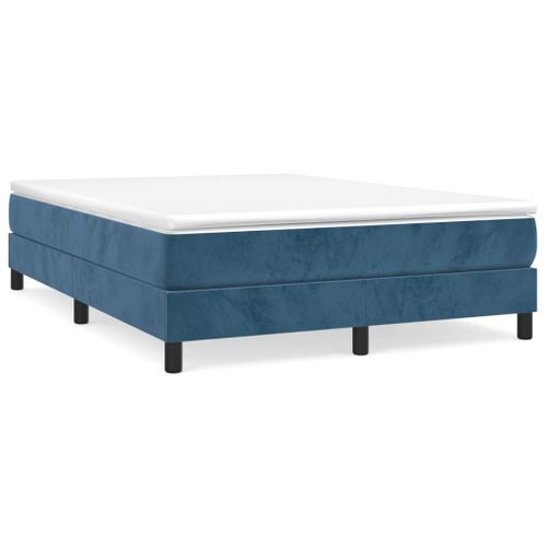 Vidaxl Cadre De Lit Bleu Foncé 140x190 Cm Velours