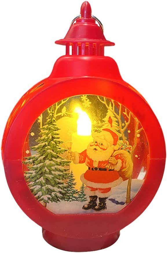 Lanterne De Noel Avec Neige - Bougie Père Noel Sans Flamme 26X10Cm