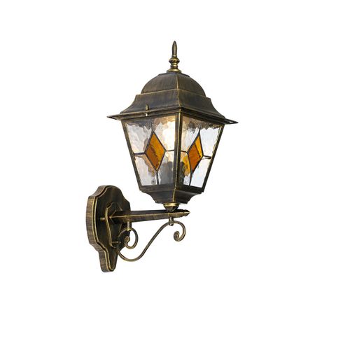 Qazqa Classique/Antique Vintage Buiten Wandlantaarn Brons - Antigua Up Aluminium /Verre Bronze Bio / Extã©Rieur / Jardin / Luminaire / Lumiere / ÃClairage E27 Max. 1 X 15 Watt